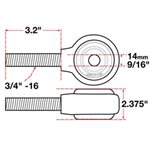 XAXIS ROD END BALL JOINT SPECS: LH 3 / 4"-16 X 14MM BH X 2.375"W