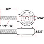 XAXIS ROD END BALL JOINT SPECS: LH 1-1 / 4"-12 X 9 / 16" BH X 2.625